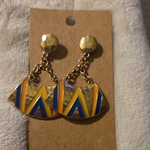 Gold and Multicolor Geometric Earrings